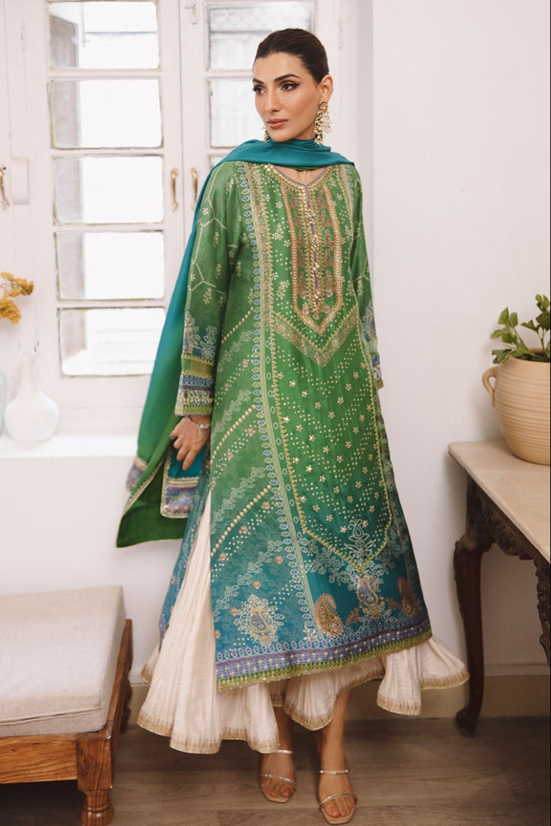 Emerald Chunri - Lawn Suit with Pleated Bottoms | Ready To Wear