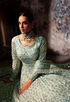 Mint Silver - 3 Piece Heavy Embroidered Maxi | Ready To Wear