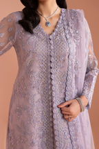 Lavender Chiffon Embroidered 3-Piece Suit | Ready To Wear