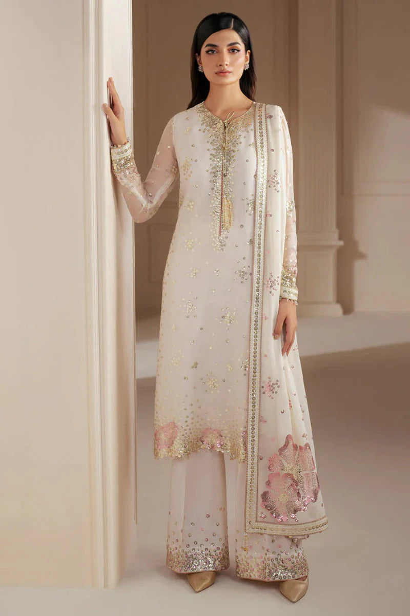 Ivory Rosewater - Embroidered Chiffon Suit | Ready To Wear