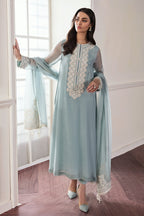 Ice Blue Elegance - 3 Piece Lawn Suit | Ready To Work
