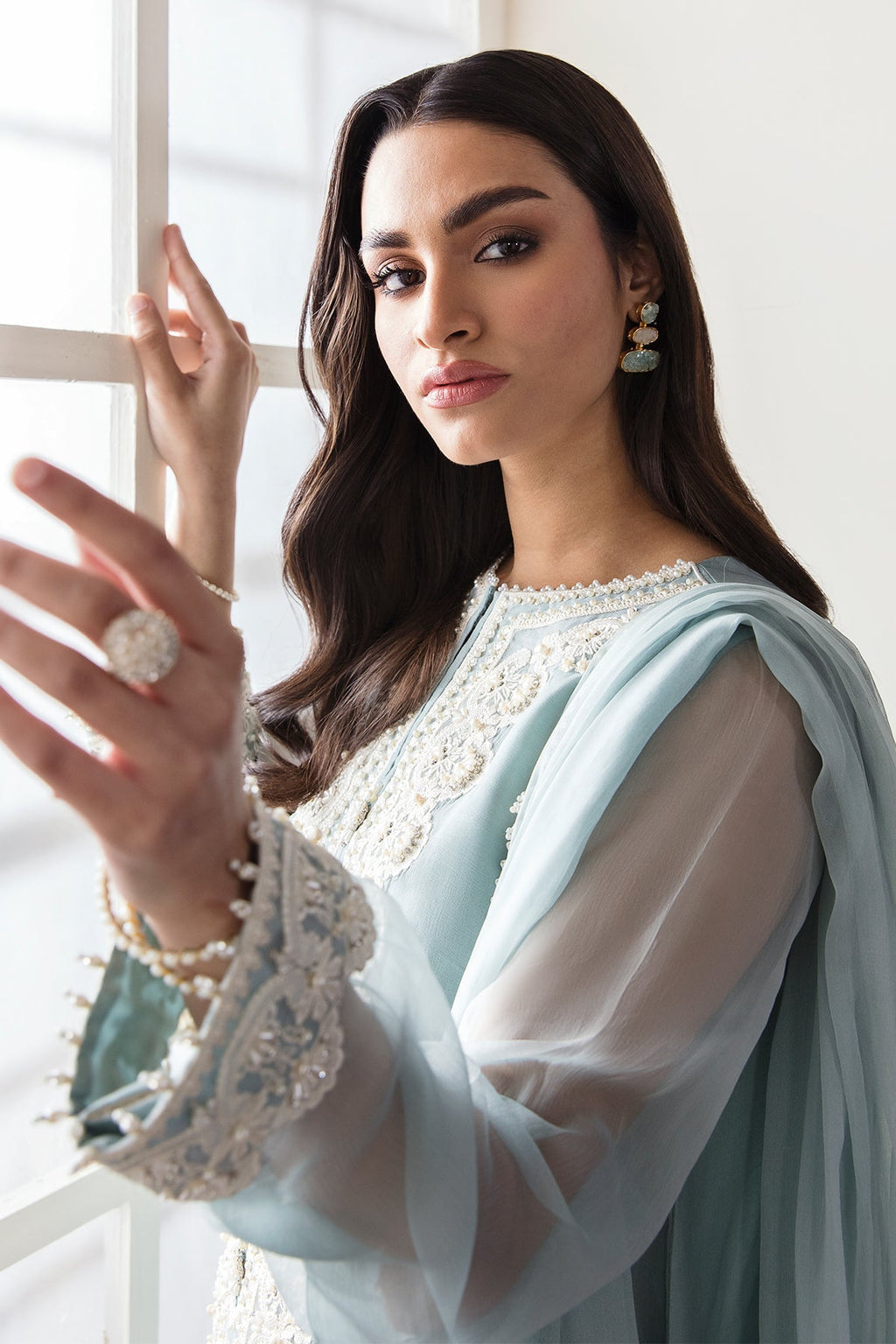 Ice Blue Elegance - 3 Piece Lawn Suit | Ready To Work