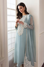 Ice Blue Elegance - 3 Piece Lawn Suit | Ready To Work