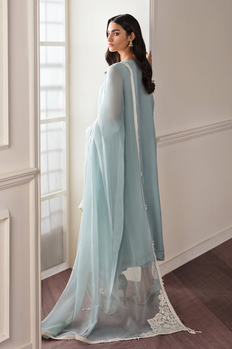 Ice Blue Elegance - 3 Piece Lawn Suit | Ready To Work