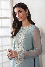 Ice Blue Elegance - 3 Piece Lawn Suit | Ready To Work