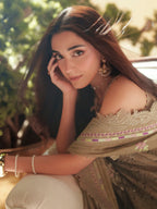 Taupe Cutwork Elegance - 3 Piece Embroidered Suit | Ready To Wear