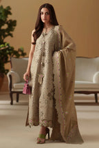 Taupe Cutwork Elegance - 3 Piece Embroidered Suit | Ready To Wear