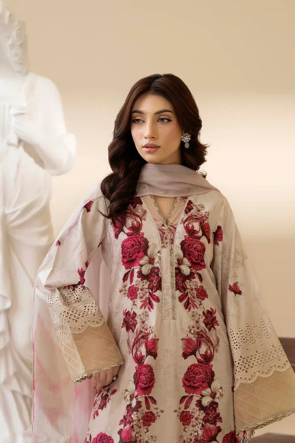 03-Piece Printed Lawn Suit With - Ready To Wear