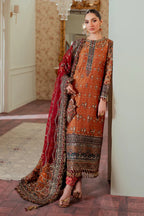 Burnt Ochre - Embroidered Chiffon Suit | Ready To Wear