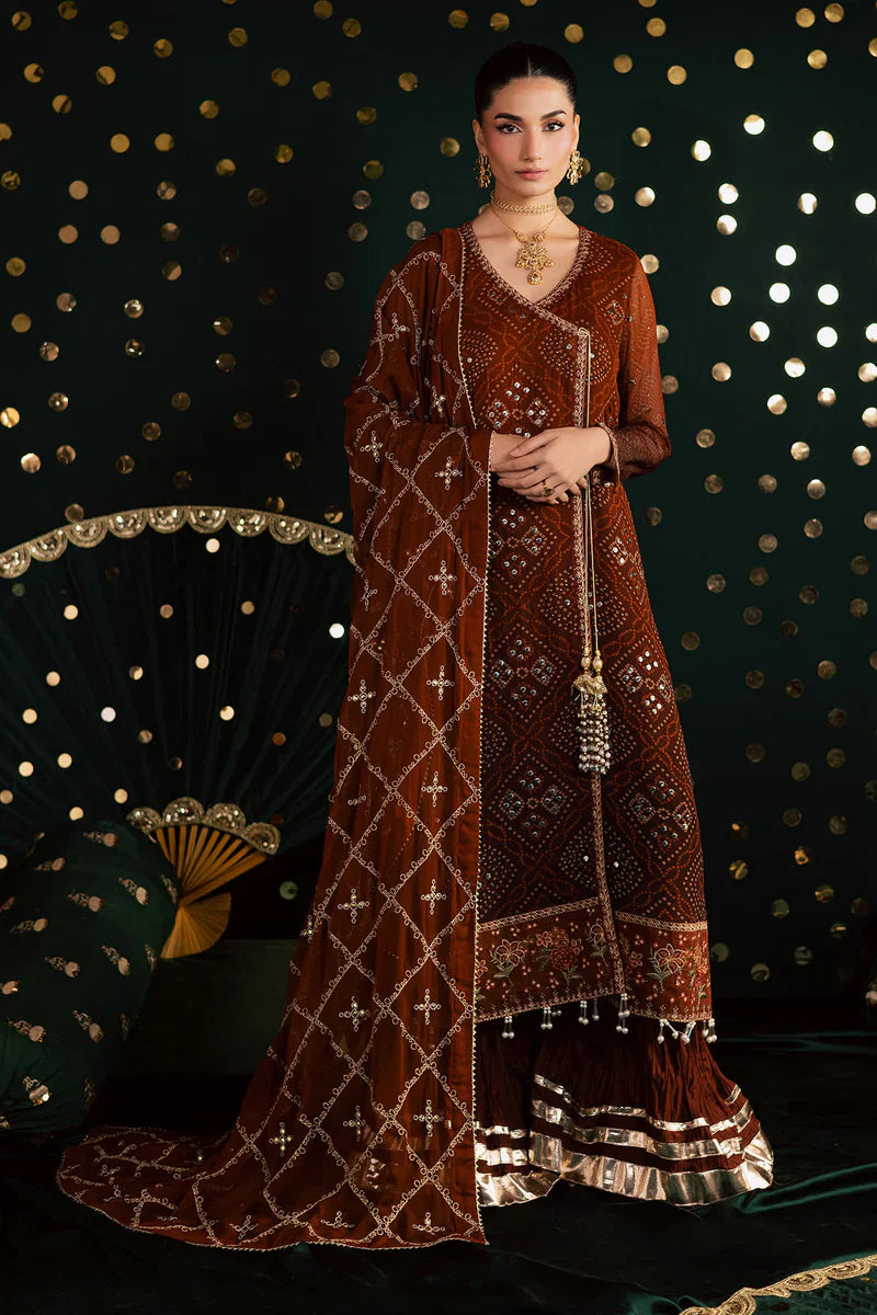 Royal Garnet - Embroidered Chunri Festive Suit - Ready To Wear