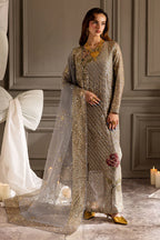 Metallic Grey & Gold Embellished - Embroidered Suit | Ready To Wear