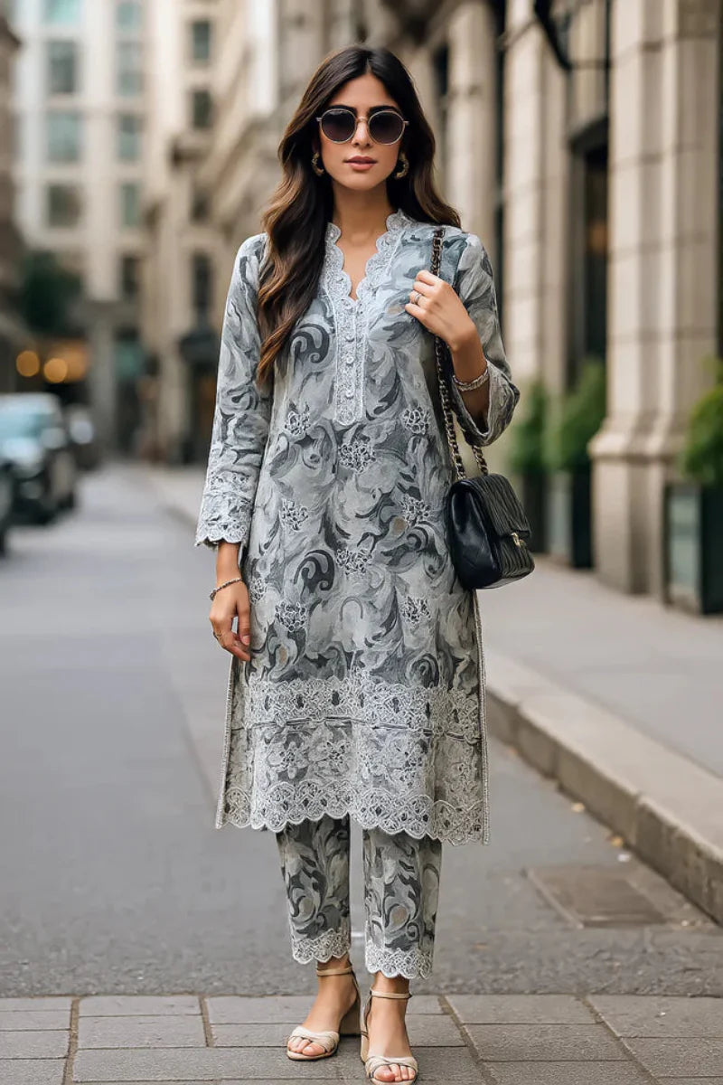 03-Piece Printed Lawn Suit - Ready To Wear
