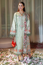 Pistachio & Coral Bloom - Luxury 3PC Lawn Suit | Ready To Wear
