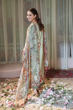 Pistachio & Coral Bloom - Luxury 3PC Lawn Suit | Ready To Wear