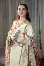 Pistachio & Coral Bloom - Luxury 3PC Lawn Suit | Ready To Wear