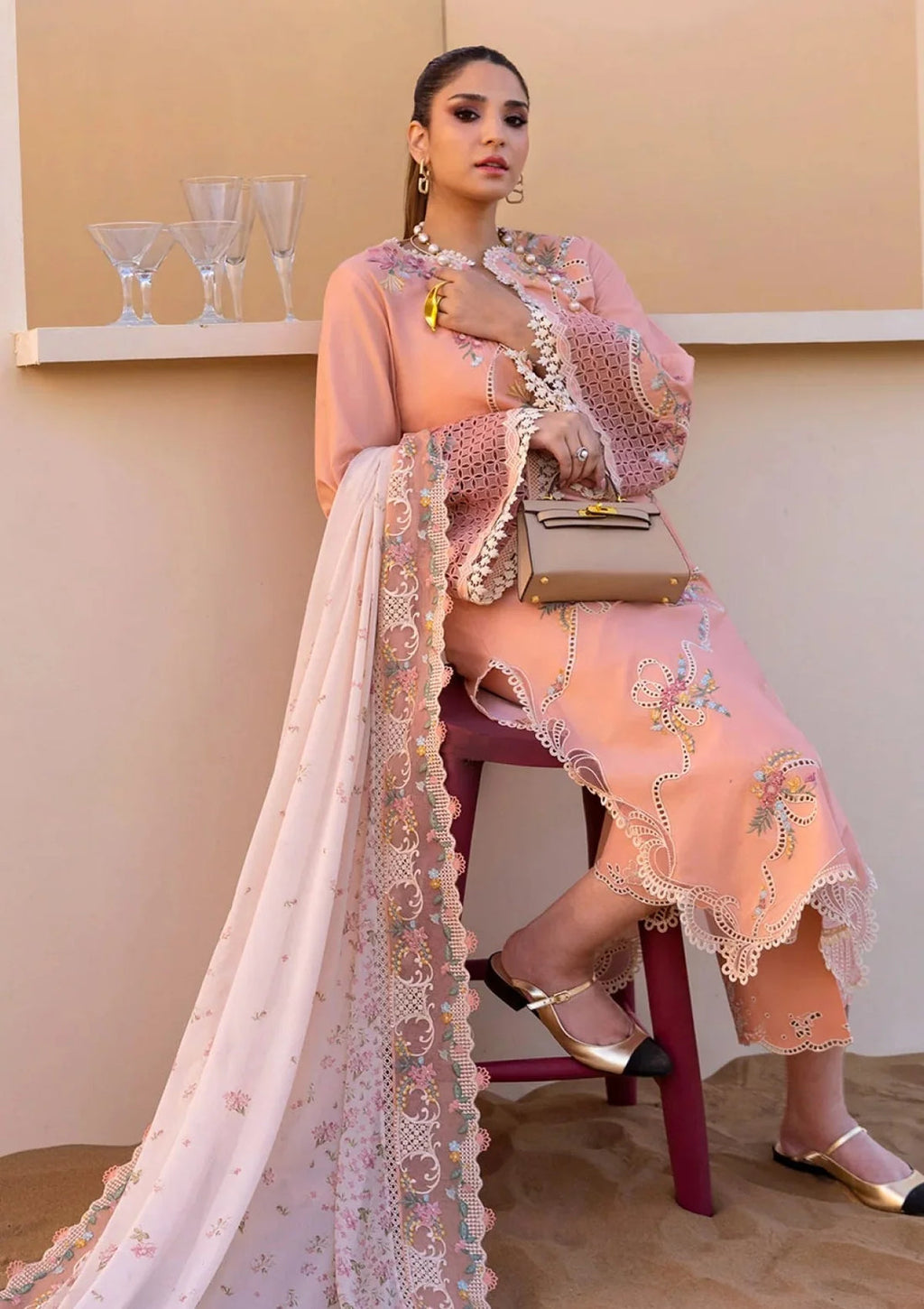 3PC Luxury Embroidered Chikankari Lawn Dress