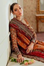 Burnt Ochre - Embroidered Chiffon Suit | Ready To Wear