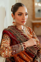 Burnt Ochre - Embroidered Chiffon Suit | Ready To Wear