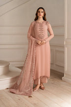 Peach Crystal Elegance - Embellished Formal Suit | Ready To Wear