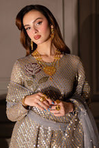 Metallic Grey & Gold Embellished - Embroidered Suit | Ready To Wear