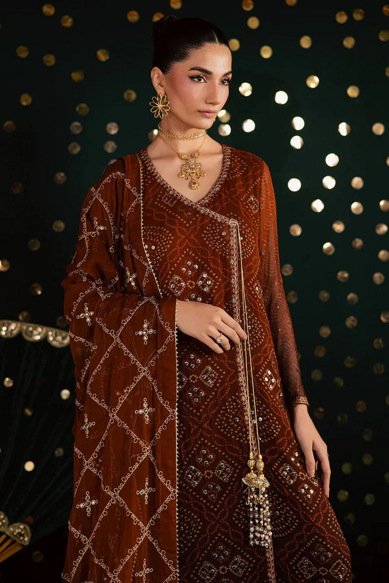 Royal Garnet - Embroidered Chunri Festive Suit - Ready To Wear
