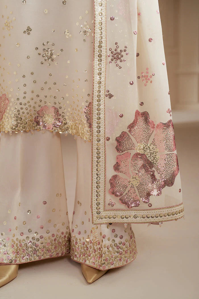 Ivory Rosewater - Embroidered Chiffon Suit | Ready To Wear