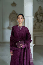 Deep Plum Elegance - Embroidered Lawn Suit | Ready To Wear