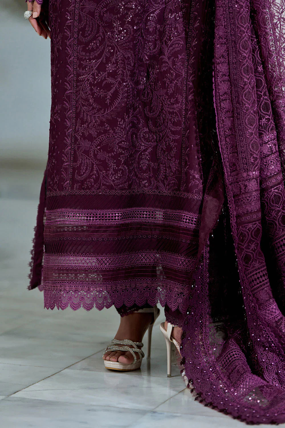 Deep Plum Elegance - Embroidered Lawn Suit | Ready To Wear