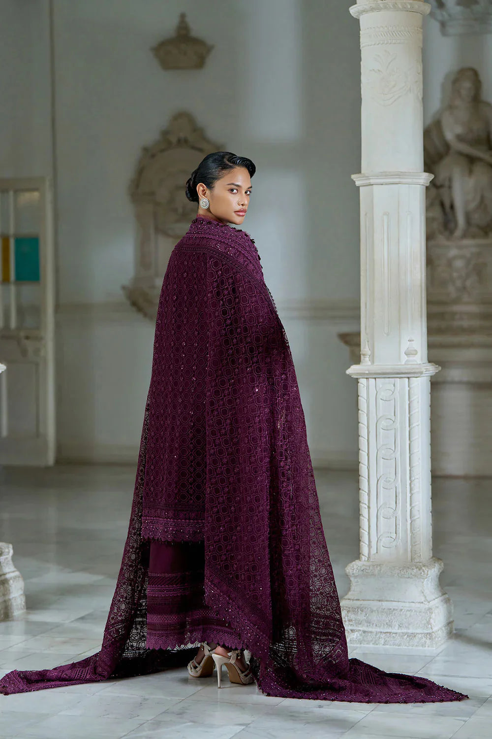 Deep Plum Elegance - Embroidered Lawn Suit | Ready To Wear
