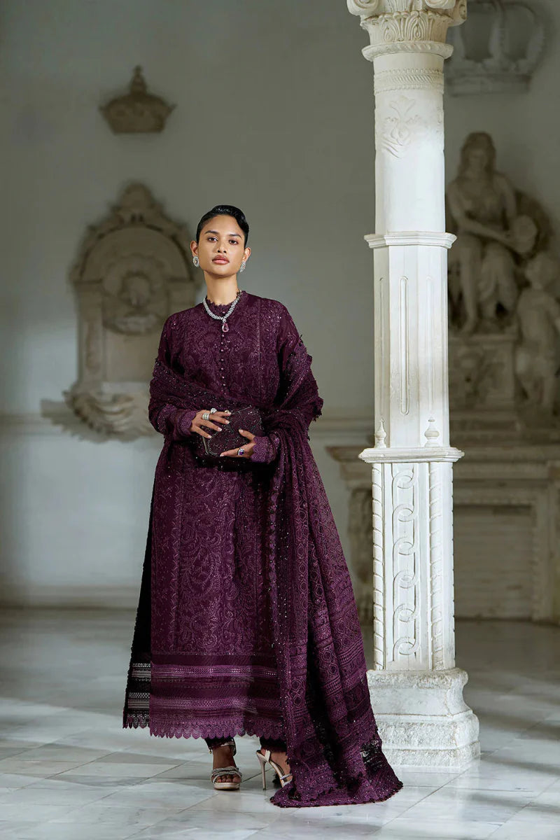 Deep Plum Elegance - Embroidered Lawn Suit | Ready To Wear