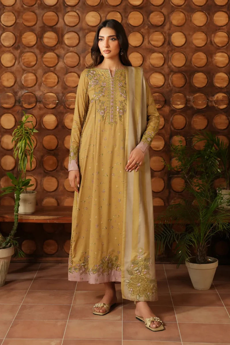 Mustard Ochre - Embroidered Lawn Suit | Ready To Wear