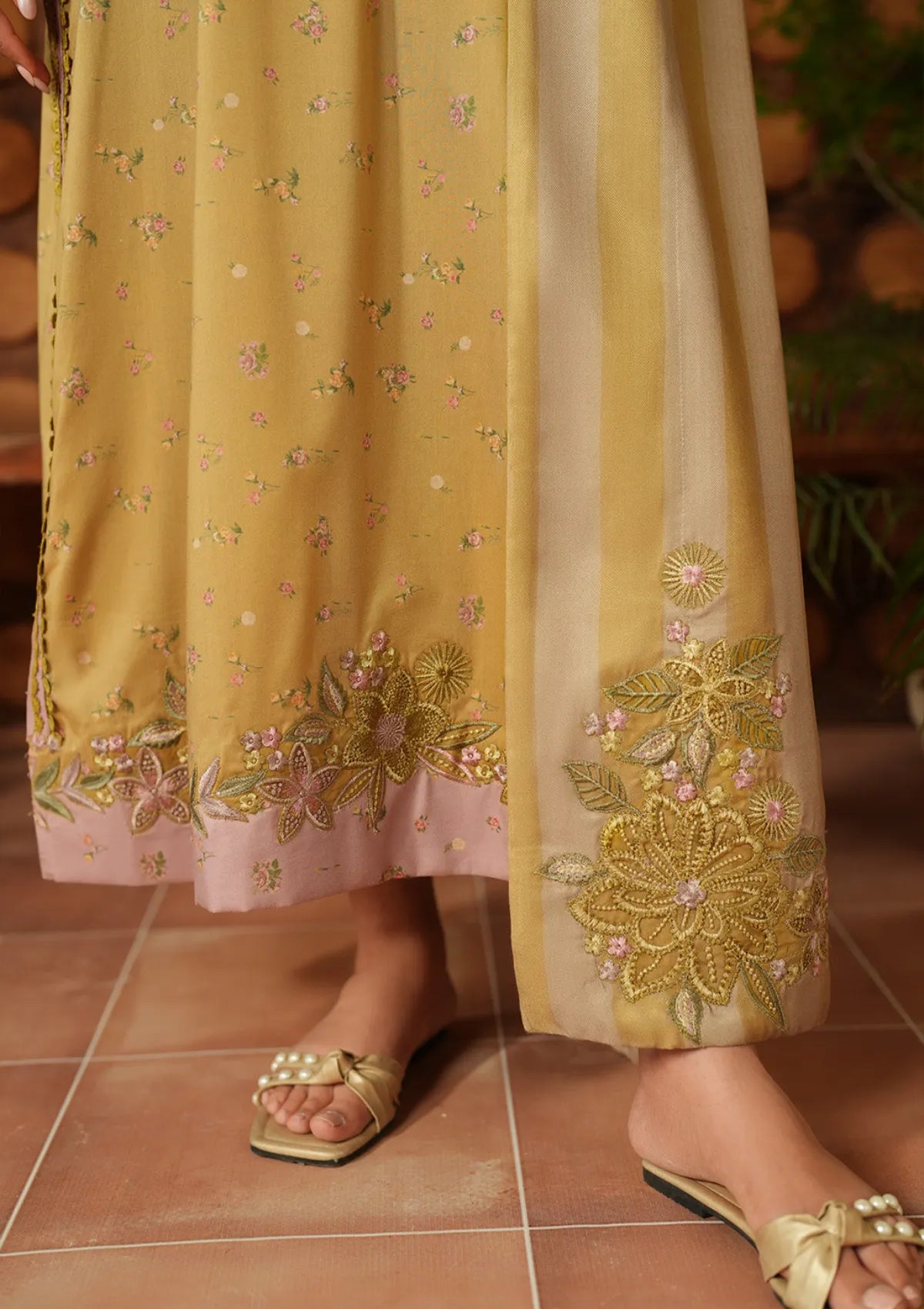Mustard Ochre - Embroidered Lawn Suit | Ready To Wear