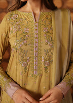 Mustard Ochre - Embroidered Lawn Suit | Ready To Wear