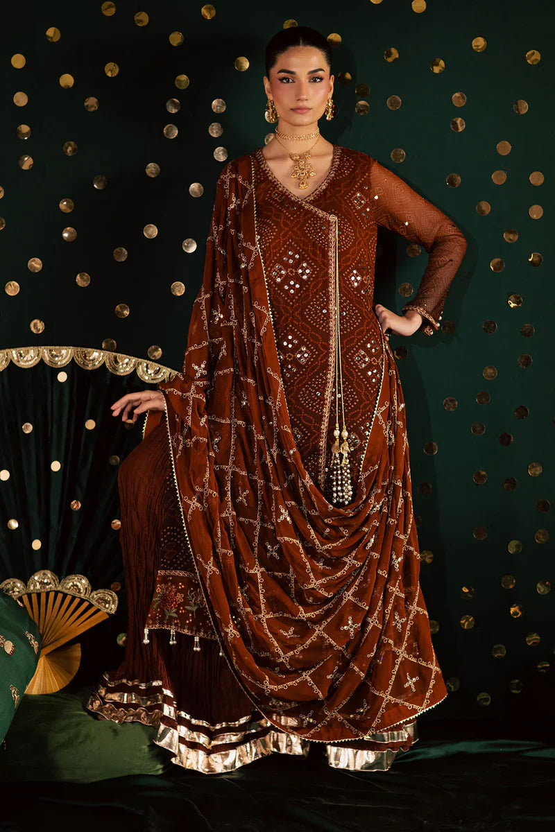 Royal Garnet - Embroidered Chunri Festive Suit - Ready To Wear