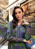 Emerald & Indigo Flora - Embroidered Lawn Suit | Ready To Wear