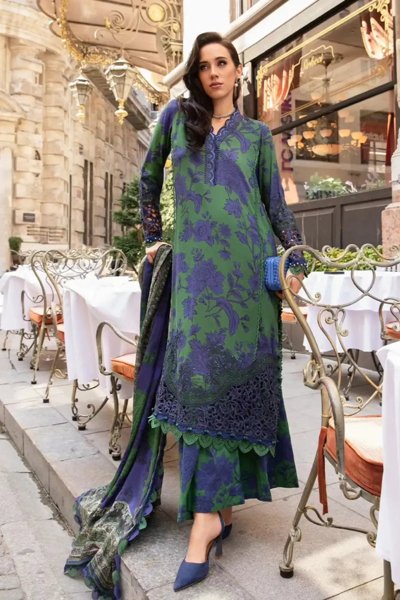 Emerald & Indigo Flora - Embroidered Lawn Suit | Ready To Wear