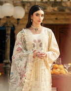 Ivory Floral Chikankari | Cotton Net Dupatta Formal