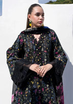 Midnight Bloom - 3Piece Black Suit with Flared Palazzos | Ready To Wear