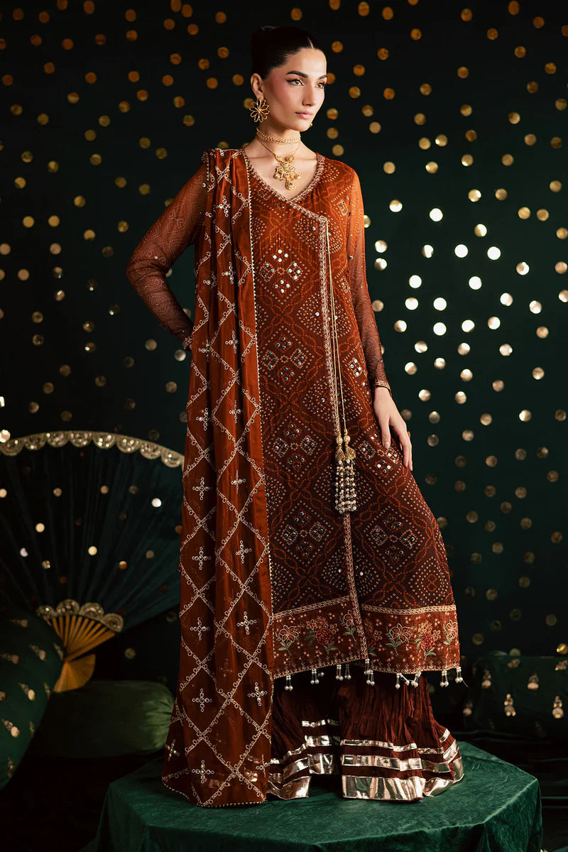Royal Garnet - Embroidered Chunri Festive Suit - Ready To Wear