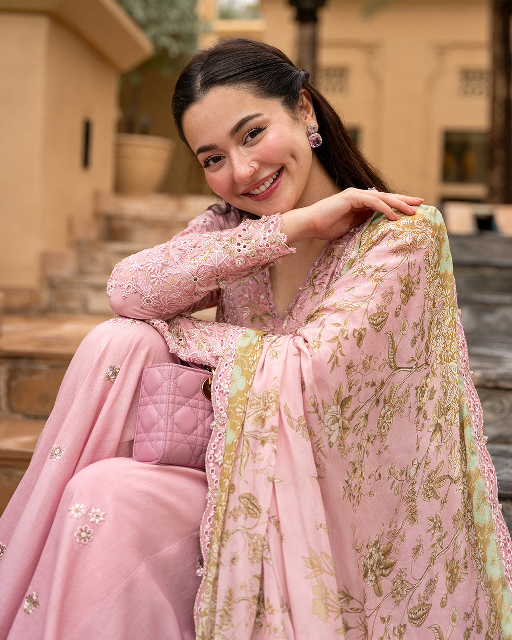 Pastel Tea Pink Embroidered Lawn Suit | Sharara Set | Ready-to-Wear