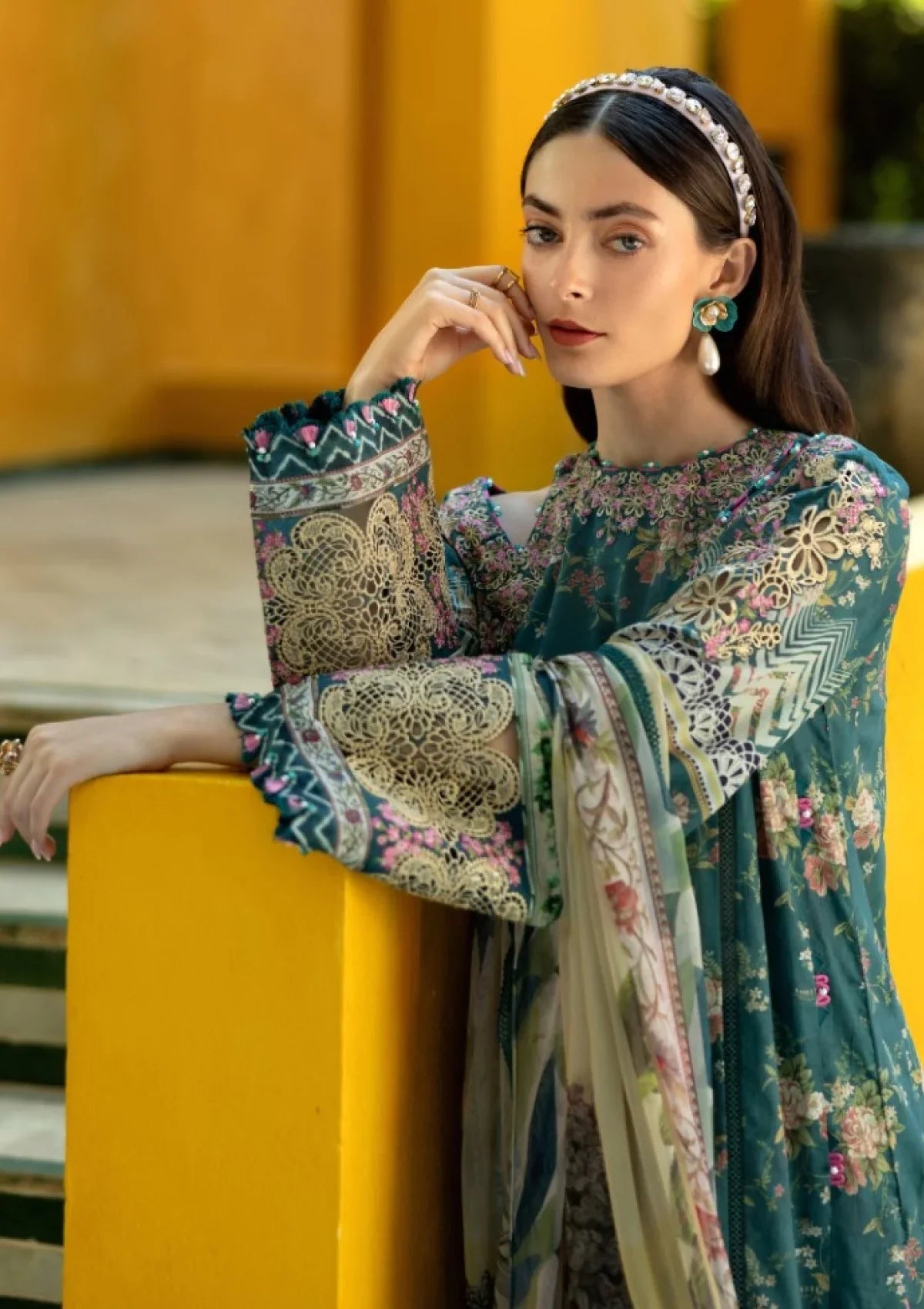 Emerald Botanical - 3 Piece Embroidered Lawn Suit | Ready To Wear