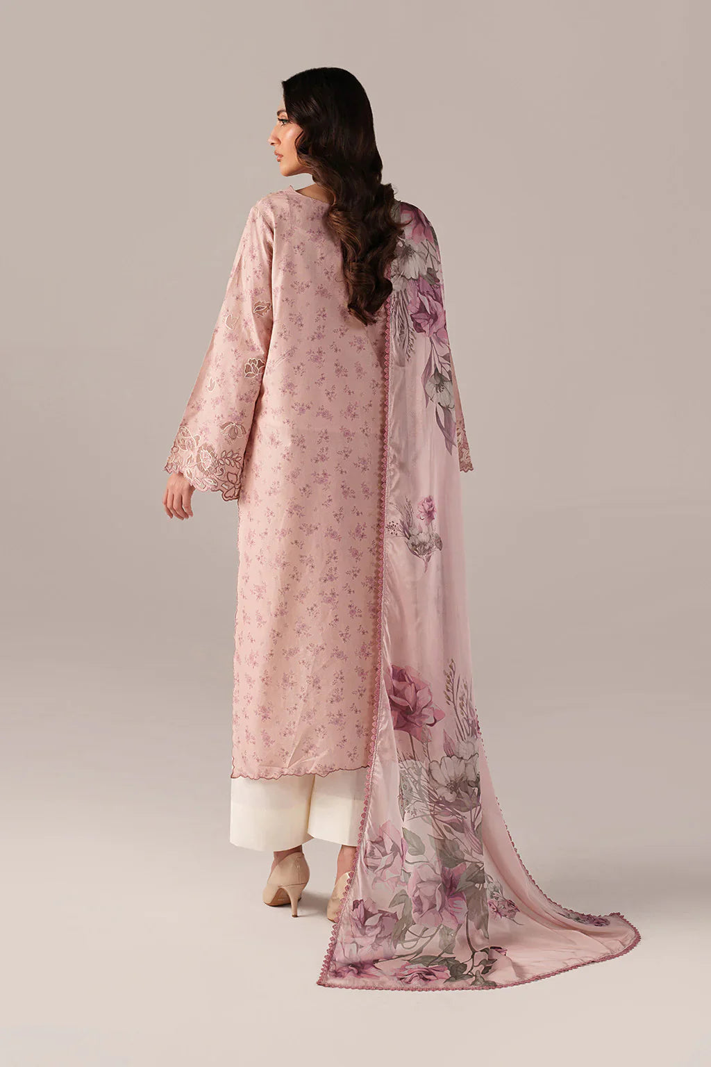 Pastel Pink -Lawn Suit With Chiffon Dupatta | Ready To Wear
