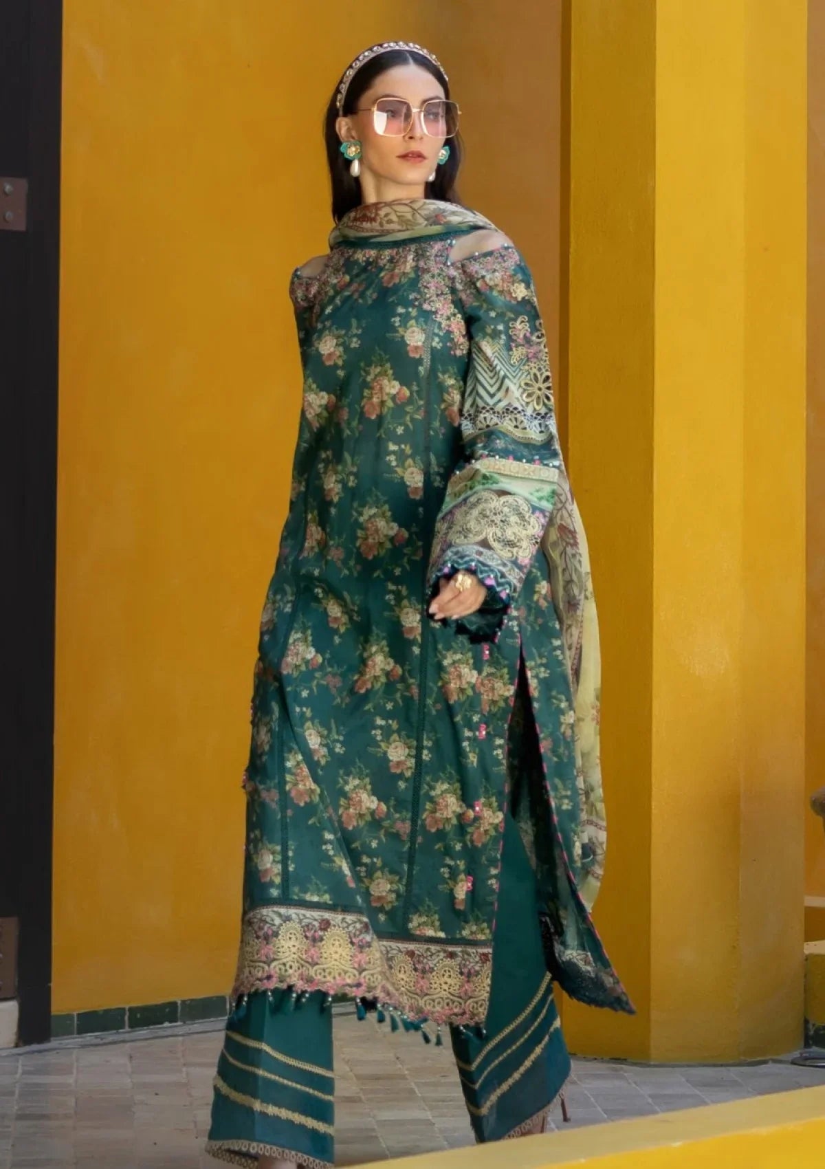 Emerald Botanical - 3 Piece Embroidered Lawn Suit | Ready To Wear