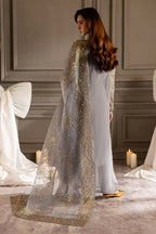Metallic Grey & Gold Embellished - Embroidered Suit | Ready To Wear