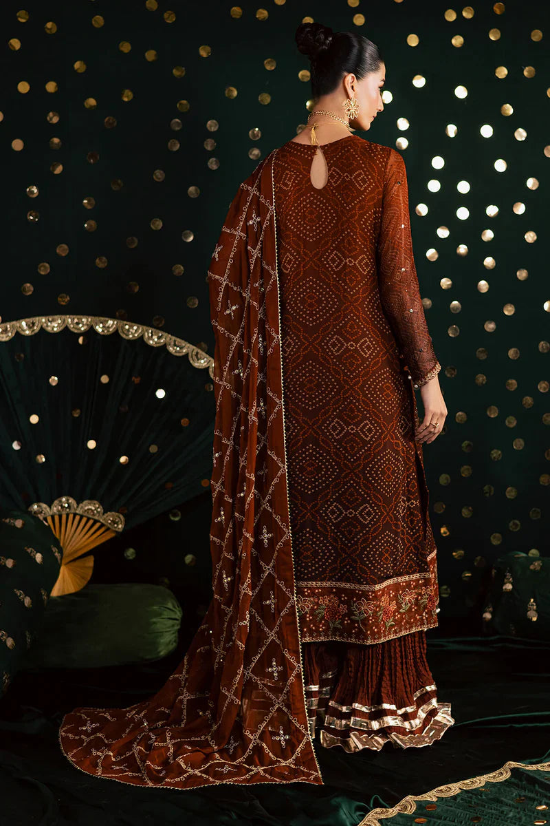 Royal Garnet - Embroidered Chunri Festive Suit - Ready To Wear