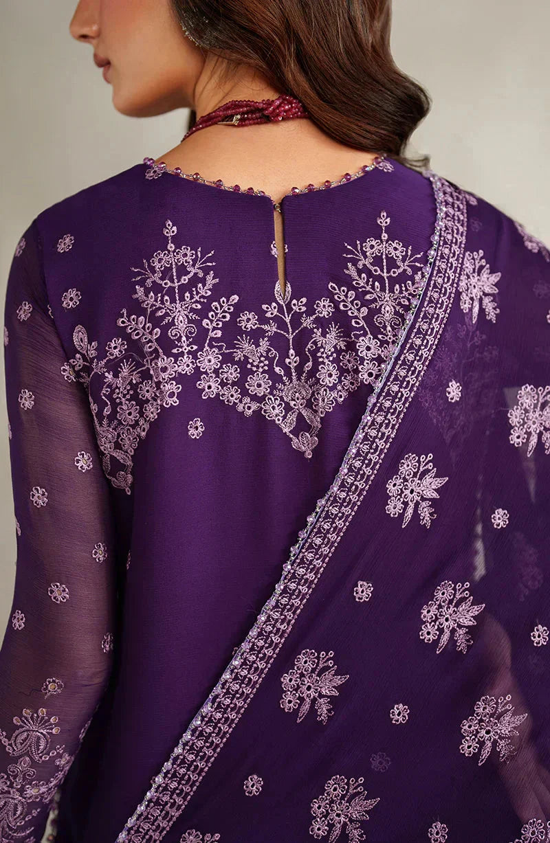 Deep Purple - Embroidered Chiffon Suit | Ready To Wear