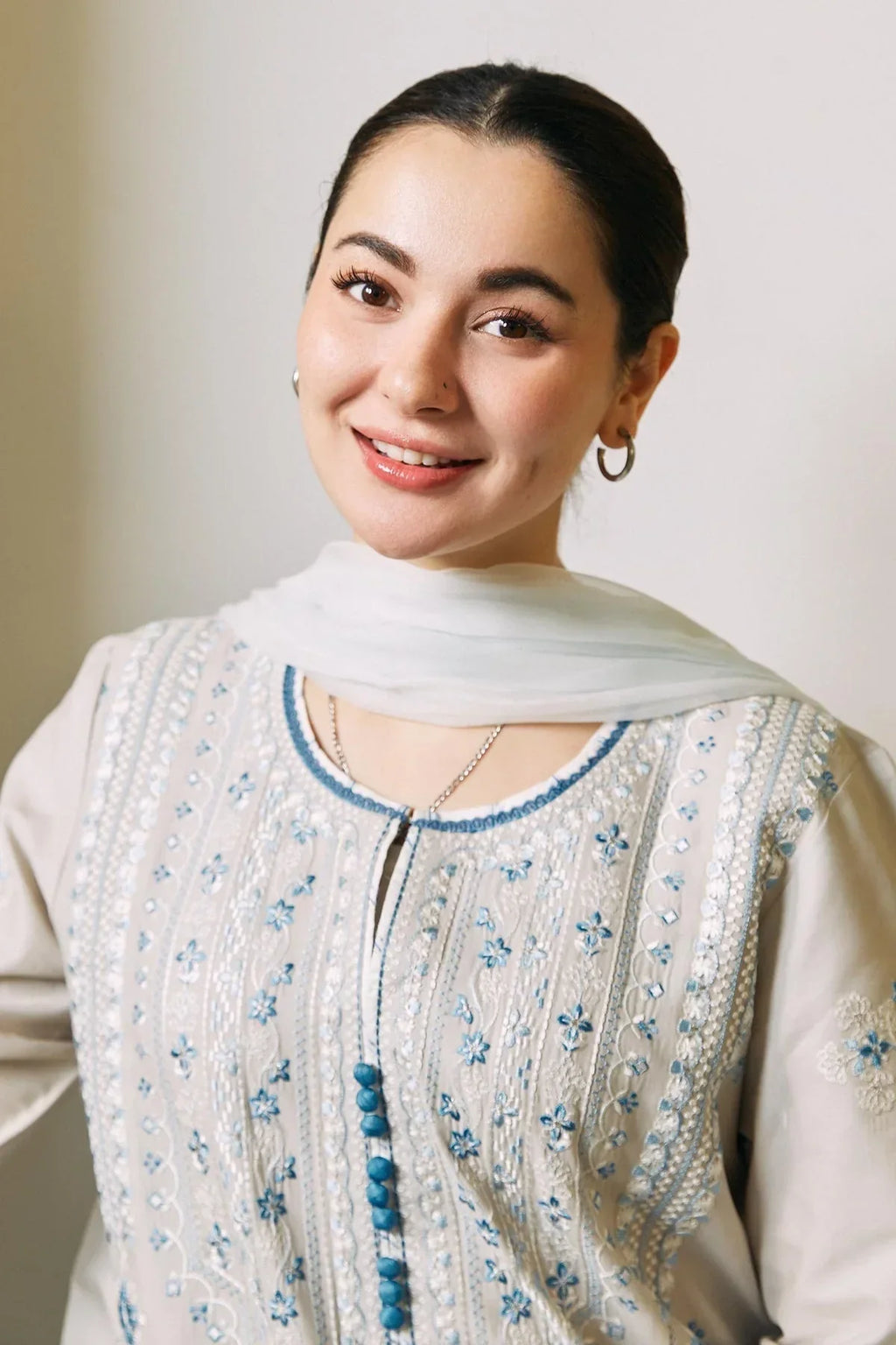 Dove Grey & Powder Blue - Embroidered Lawn Suit | Ready To Wear