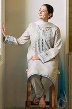 Dove Grey & Powder Blue - Embroidered Lawn Suit | Ready To Wear