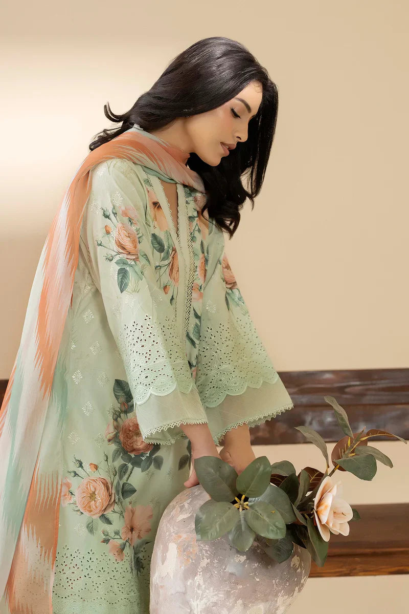03-Piece Printed Lawn Suit With Embroidery - Ready To Wear
