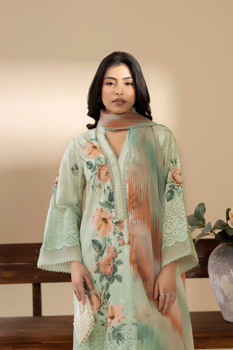 03-Piece Printed Lawn Suit With Embroidery - Ready To Wear